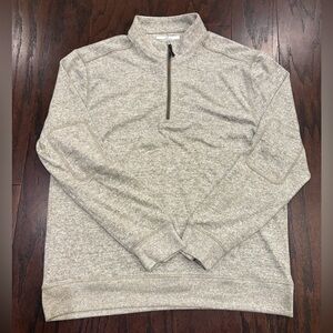 Greg Norman Men’s L Heathered Beige Quarter Zip Pullover Casual Long Sleeve EUC